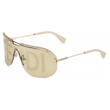 Fendi - Fendi Code - Shield Sunglasses - Gold - Sunglasses - Fendi Eyewear