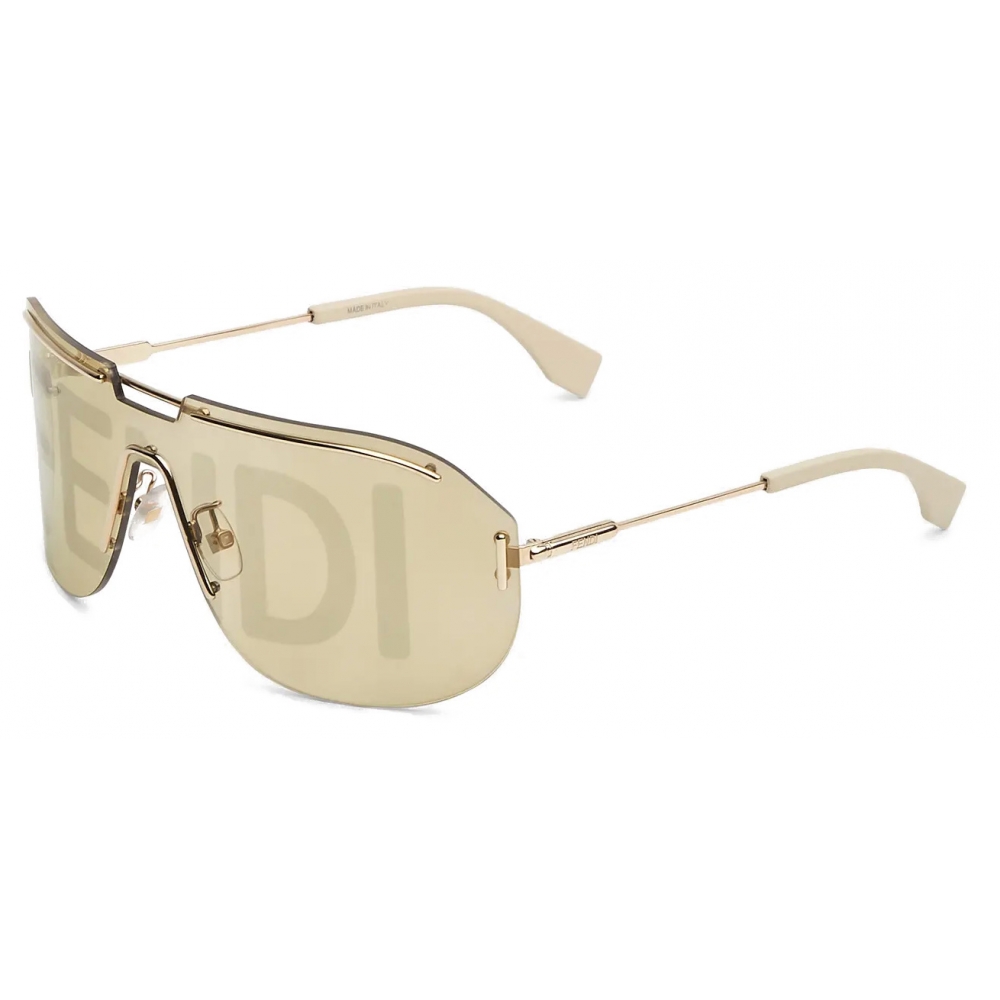 NWT FENDI Aviator Logo Gold Shield Sunglasses  Sunglasses, Shield  sunglasses, Fendi eyewear