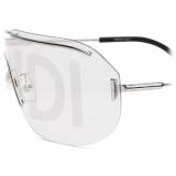 Fendi - Fendi Code - Shield Sunglasses - Silver - Sunglasses - Fendi Eyewear