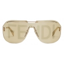 Fendi - Fendi Code - Occhiali da Sole a Mascherina - Oro - Occhiali da Sole - Fendi Eyewear