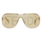 Fendi - Fendi Code - Shield Sunglasses - Gold - Sunglasses - Fendi Eyewear