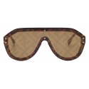 Fendi - Fendi Fabulous - Shield Sunglasses - Brown - Sunglasses - Fendi Eyewear