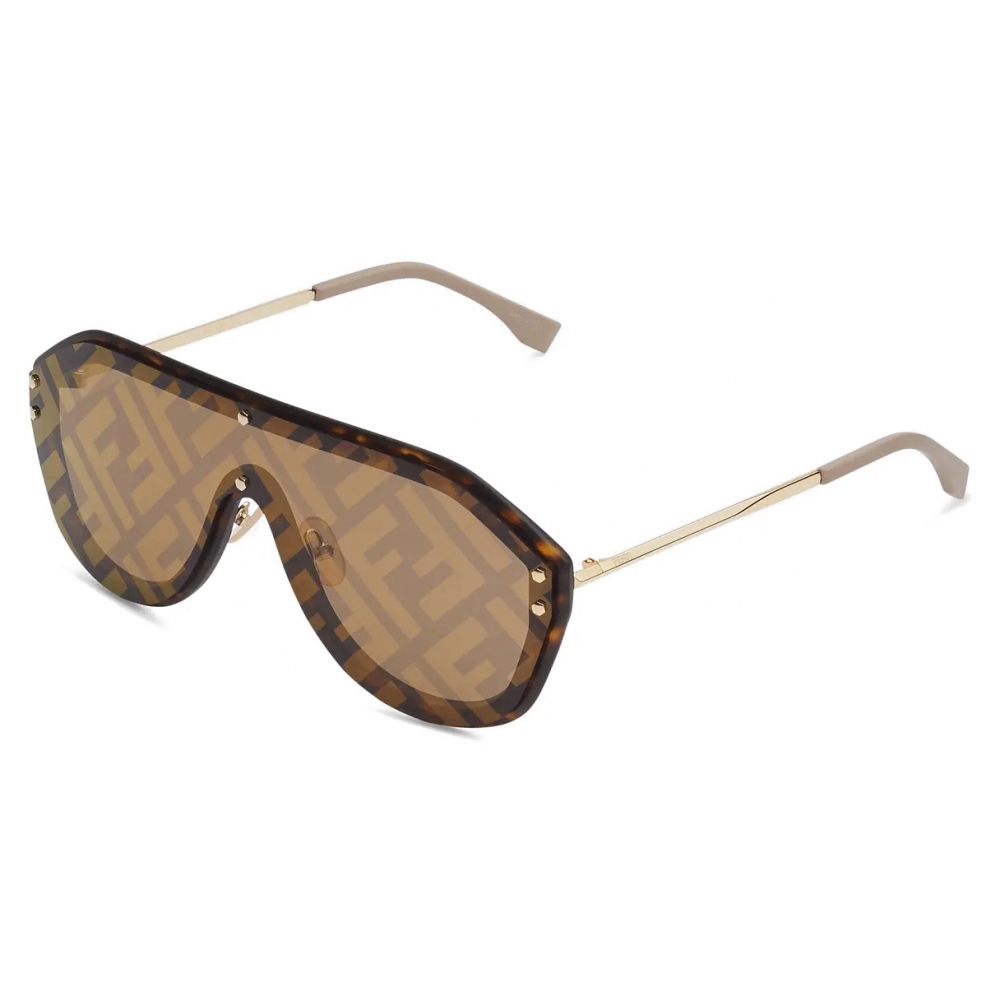 Fendi - FS Fendi Technicolor - Shield Sunglasses - Gold Red Gray -  Sunglasses - Fendi Eyewear - Avvenice