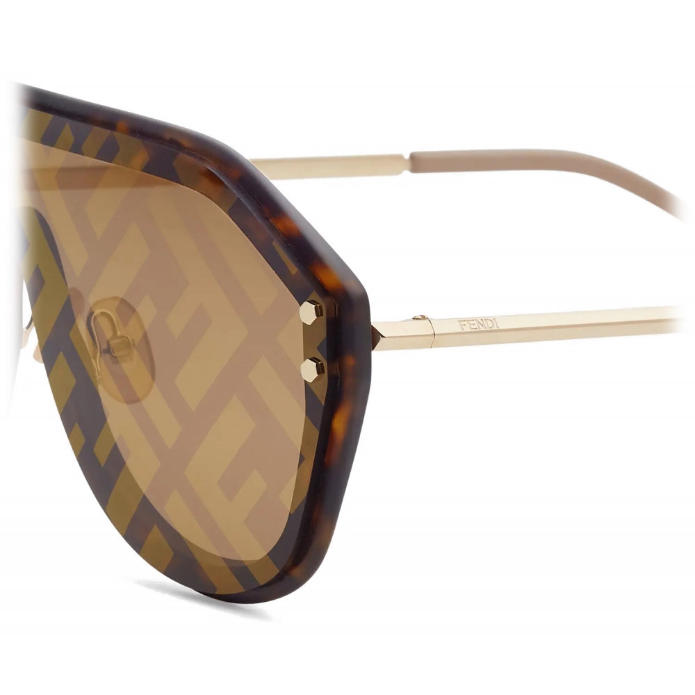 Fendi - Fendi Code - Shield Sunglasses - Gold - Sunglasses - Fendi Eyewear  - Avvenice