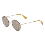 Fendi - Eyeline - Occhiali da Sole Rotondi Pilota - Giallo - Occhiali da Sole - Fendi Eyewear