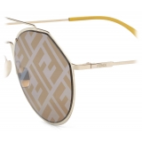 Fendi - Eyeline - Occhiali da Sole Rotondi Pilota - Giallo - Occhiali da Sole - Fendi Eyewear