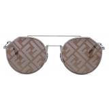 Fendi - Eyeline - Occhiali da Sole Rotondi Pilota - Grigio - Occhiali da Sole - Fendi Eyewear