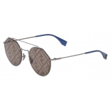 Fendi - Eyeline - Occhiali da Sole Rotondi Pilota - Grigio - Occhiali da Sole - Fendi Eyewear