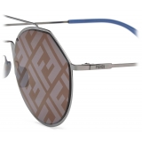 Fendi - Eyeline - Occhiali da Sole Rotondi Pilota - Grigio - Occhiali da Sole - Fendi Eyewear