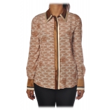 Elisabetta Franchi - Shirt with Long Sleeve - Camel - Shirt - Made in Italy - Luxury Exclusive Collection