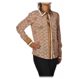Elisabetta Franchi - Shirt with Long Sleeve - Camel - Shirt - Made in Italy - Luxury Exclusive Collection