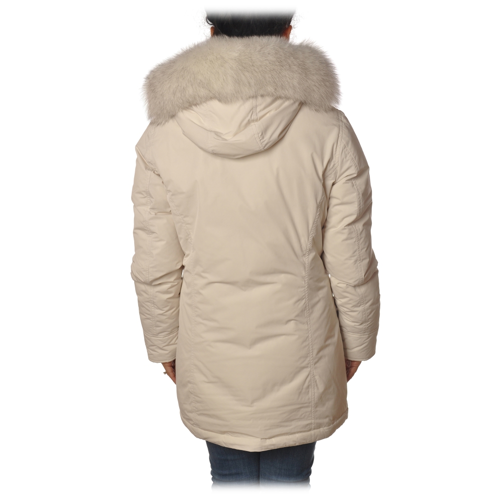 Woolrich - Luxury Arctic Parka With Fox Fur - White Stone - Jacket 