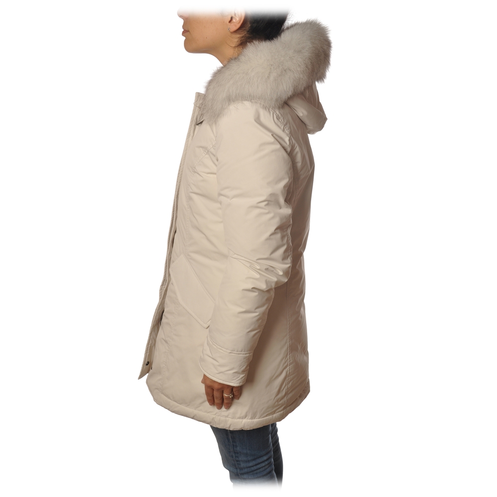 Woolrich - Luxury Arctic Parka With Fox Fur - White Stone - Jacket 