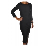 Elisabetta Franchi - Sheath Dress 3/4 Sleeve - Black - Dress - Made in Italy - Luxury Exclusive Collection
