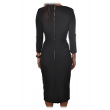 Elisabetta Franchi - Sheath Dress 3/4 Sleeve - Black - Dress - Made in Italy - Luxury Exclusive Collection