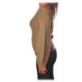 Elisabetta Franchi - Sweater Wide Sleeves - Camel - Sweater - Made in Italy - Luxury Exclusive Collection