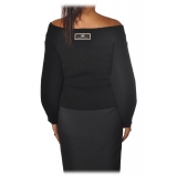 Elisabetta Franchi - Sweater Wide Sleeves - Black - Sweater - Made in Italy - Luxury Exclusive Collection