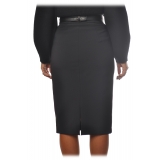 Elisabetta Franchi - High-Waisted Sheath Skirt - Black - Skirt - Made in Italy - Luxury Exclusive Collection