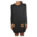 Elisabetta Franchi - Soft Sheath Dress with Puff Sleeves - Black - Dress - Made in Italy - Luxury Exclusive Collection