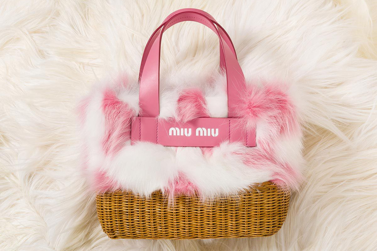 Miu Miu by Prada Bow leather tote i rosa skinn